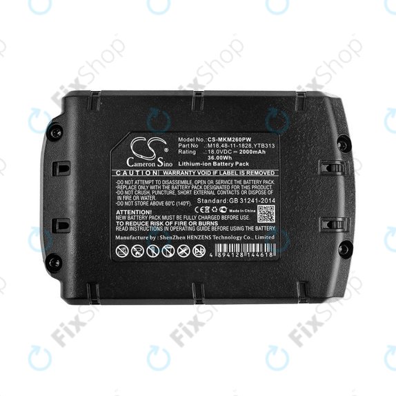 Batteria per Milwaukee, Atlas Copco, Berner, M18, Li-Ion, 2000mAh, 18V, HQ