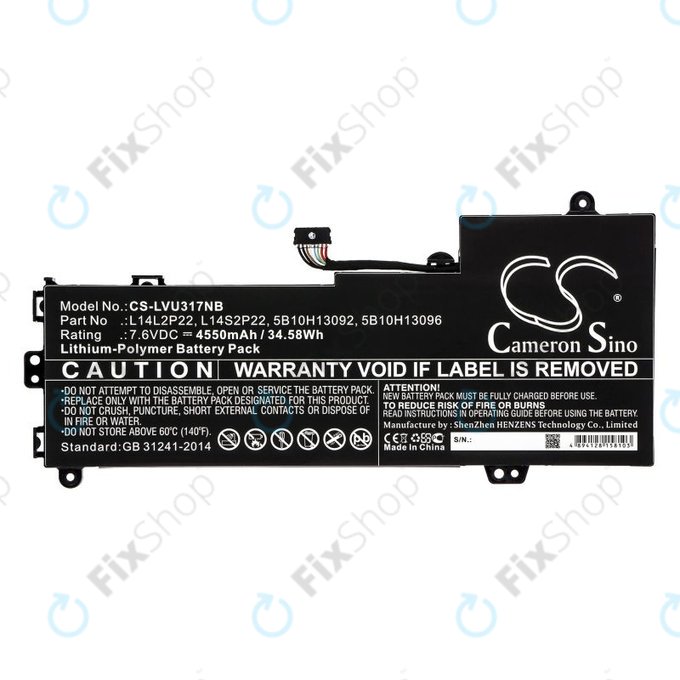 Batteria per Lenovo E31-80, Ideapad 510s-13, 5B10H13092, Li-Pol, 4550mAh, 7.6V, HQ