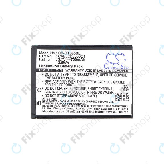 Batteria per Alcatel One Touch 2010D, CAB22D0000C1, Li-Ion, 3.7V, 700mAh, HQ