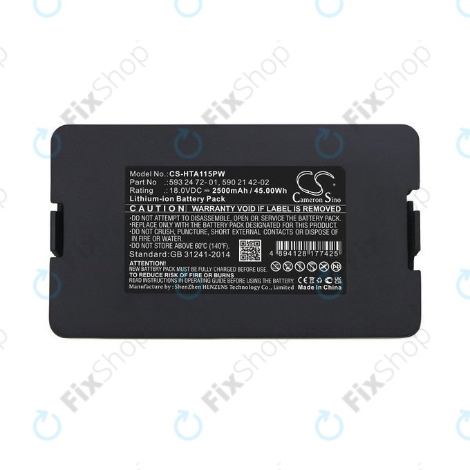 Batteria per Flymo Easilife 800, Gardena Sileno Life 1250, Husqvarna Automower 520, 593 24 72-01, Li-Ion, 2500mAh, 18V, HQ