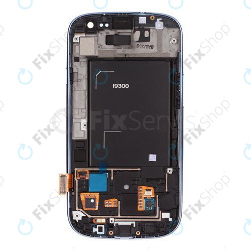 Schermo OLED per Samsung S3 i9300, Pebble Blue, Vetro touch con cornice
