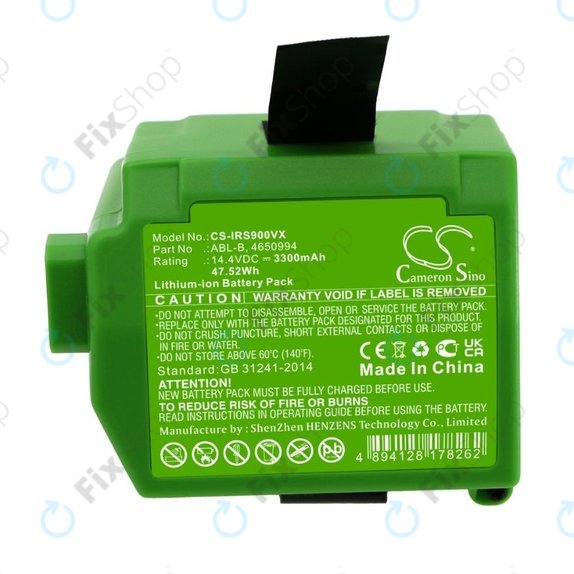 Batteria per iRobot Roomba S9, S9+, ABL-B, 4650994, Li-Ion, 3300mAh, 14.4V, HQ