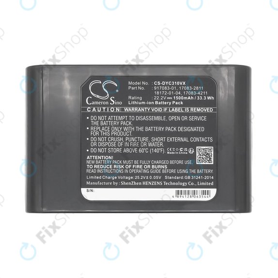 Batteria per Dyson DC31, DC34 DC35 DC44 17083-2811, Li-Ion, 1500mAh, 22.2V, HQ