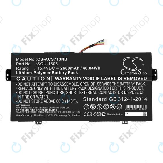 Batteria per Acer SF713-51, SQU-1605, Li-Pol, 2600mAh, 15.4V, HQ