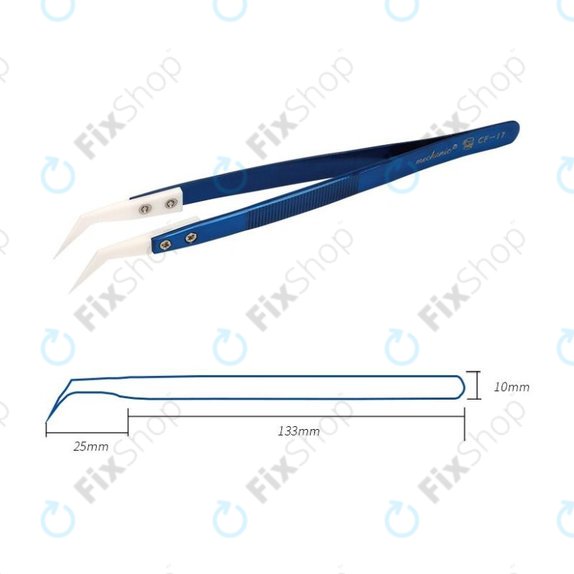 Pinzetta ceramica di precisione resistente al calore con punta curva, Mechanic CF-17