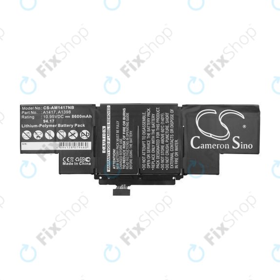 Batteria A1417 per MacBook Pro 15" A1398 (Mid 2012 - Early 2013), 8600mAh, HQ