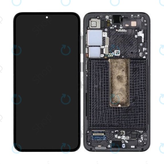 Schermo per Samsung S23 Plus S916B, Phantom Black, Vetro touch con cornice, GH82-30478A, GH82-30476A, GH82-30477A, Genuine Service Pack