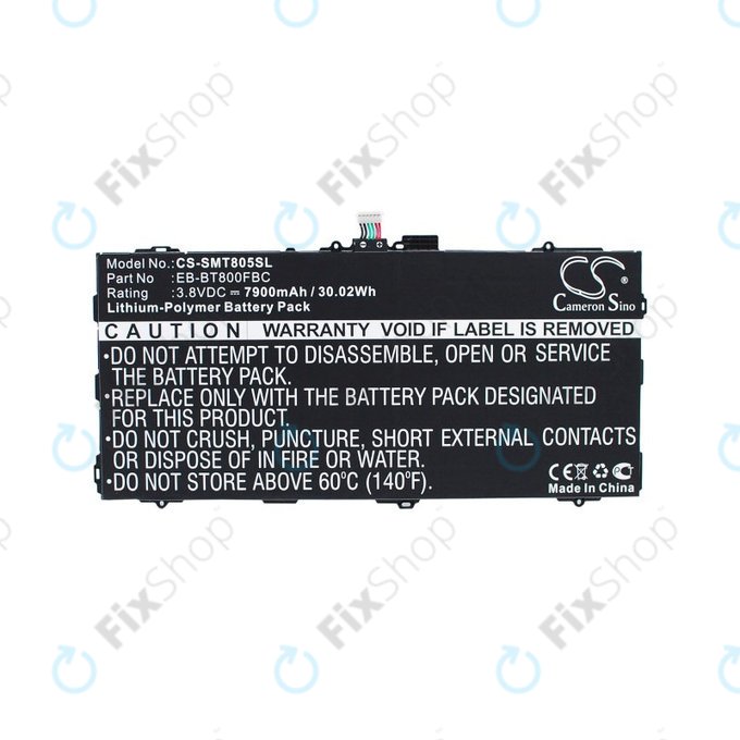 Batteria per Samsung Galaxy Tab S 10.5", EB-BT800FBC, Li-Pol, 3.8V, 7900mAh, HQ