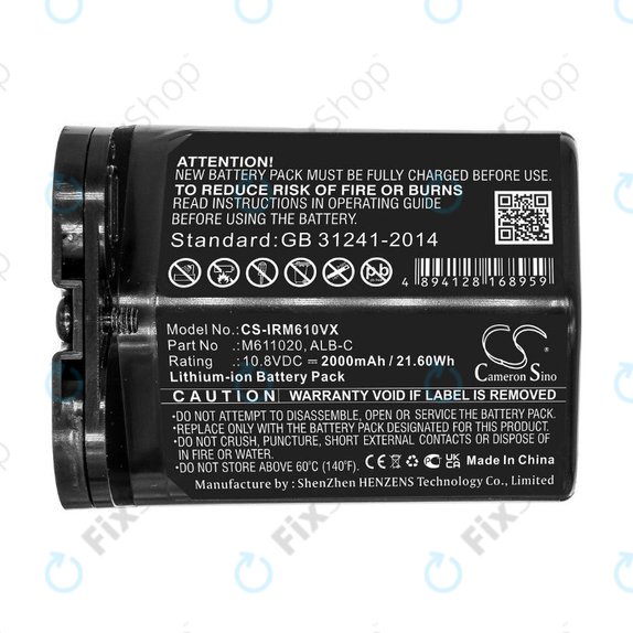 Batteria per iRobot Braava jet m6, ALB-C, M611020, Li-Ion, 2000mAh, 10.8V, HQ