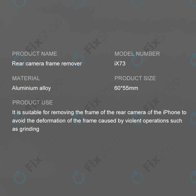 Strumento per rimozione frame fotocamera posteriore iX73, iFixes