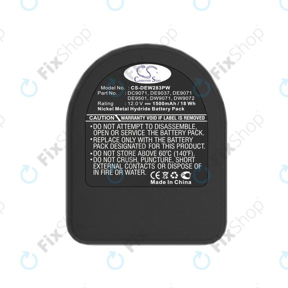 Batteria per Dewalt DCD940B2, DCD910KX, DC9071, DE9074, Ni-MH, 1500mAh, 12V, HQ