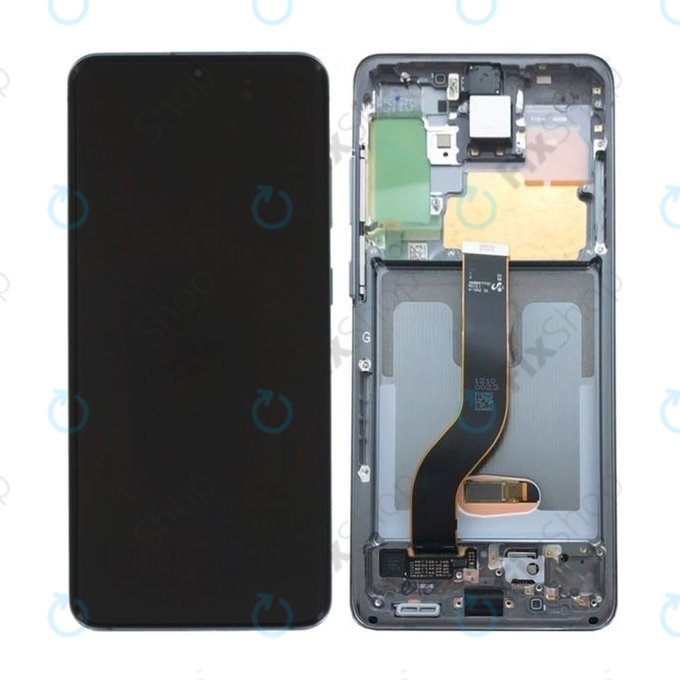 Schermo per Samsung S20 G980F, Cosmic Gray, Vetro touch con cornice, GH82-22131A, GH82-22123A, GH82-31433A, GH82-31432A, Genuine Service Pack