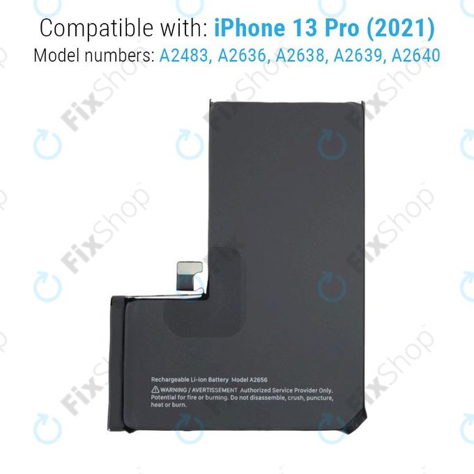 Batteria per iPhone 13 Pro, A2656, 3095mAh, Service Pack