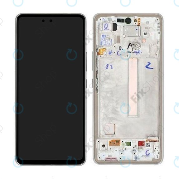 Schermo per Samsung A53 5G A536B, Awesome White, Vetro touch con cornice, GH82-28024B, GH82-28025B, Genuine Service Pack