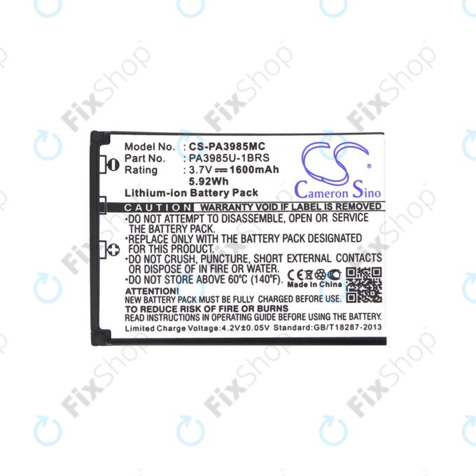 Batteria per Toshiba Camileo X200, X400, PA3985, Li-Ion, 1600mAh, 3.7V, HQ