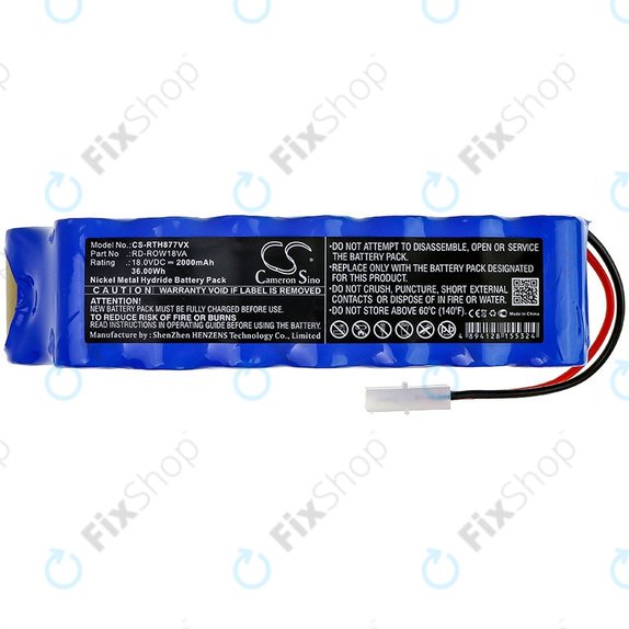 Batteria per Rowenta Air Force Extreme, RD-ROW18VA, Ni-MH, 2000mAh, 18.0V, HQ