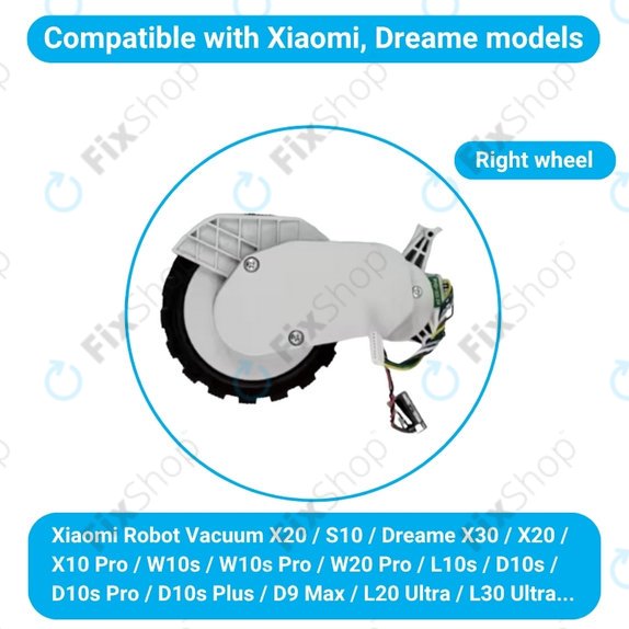 Ruota con motore (destra) per Xiaomi Robot Vacuum X20, S10, Dreame X30, X20, X10 Pro, White