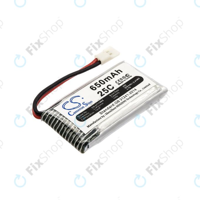 Batteria per Hubsan X4 H107, H107C-A24, Li-Pol, 650mAh, 3.7V, HQ