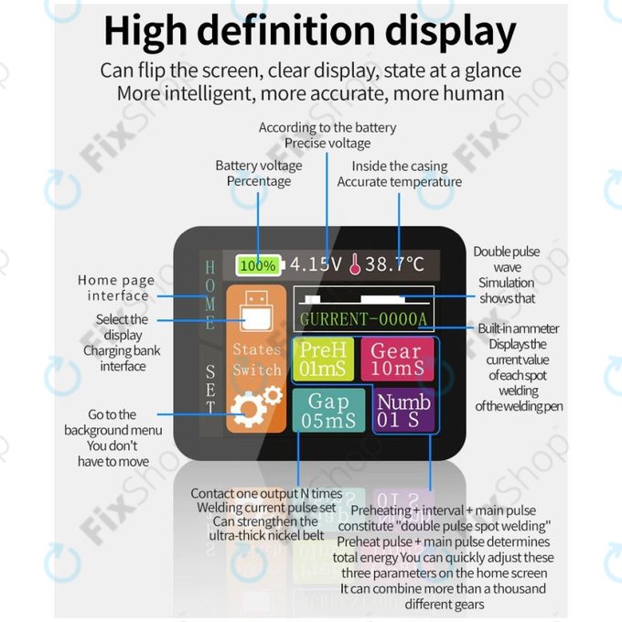 Saldatrice a punti portatile con display digitale 5000 mAh, Docreate SW