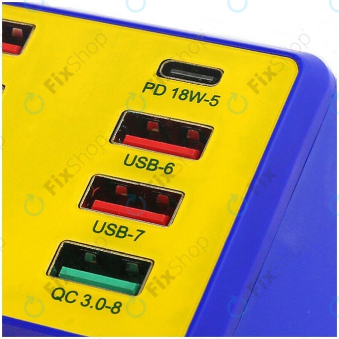 Stazione di ricarica USB con USB-C, USB 3.0 e caricatore wireless, Mechanic iCharge 8 Pro