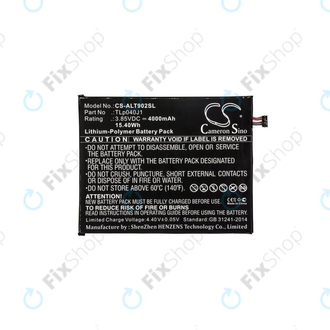 Batteria per Alcatel 8082, Alcatel 9024w, TLp040J1, Li-Pol, 3.85V, 4000mAh, HQ