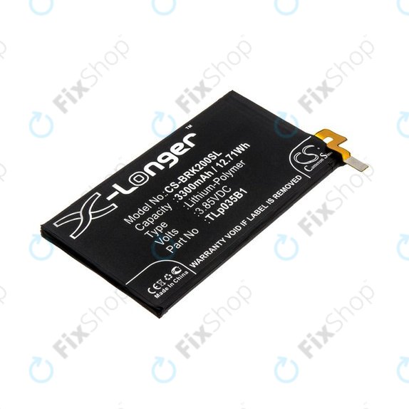 Batteria per Blackberry BBF 100, TLp035B1, Li-Pol, 3.85V, 3300mAh, HQ