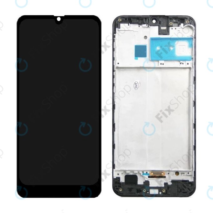Schermo per Samsung M30s M307F, Black, Vetro touch con cornice