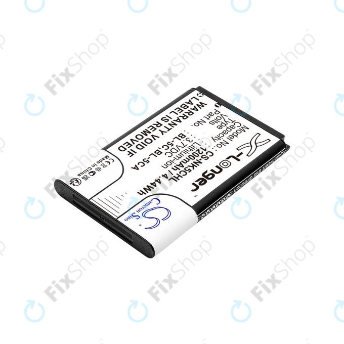 Batteria per Nokia 1208, 1110, 2310, BL-5C, Li-Ion, 3.7V, 1200mAh, HQ