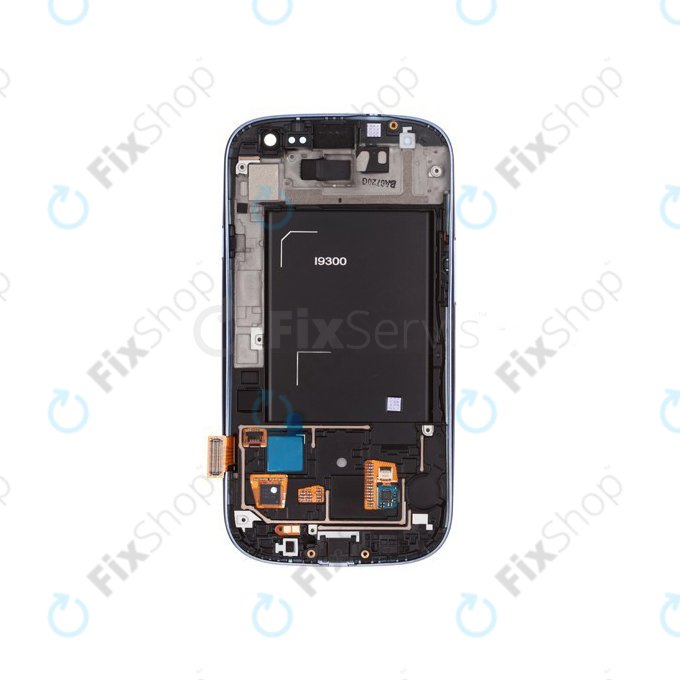 Schermo OLED per Samsung S3 i9300, Pebble Blue, Vetro touch con cornice