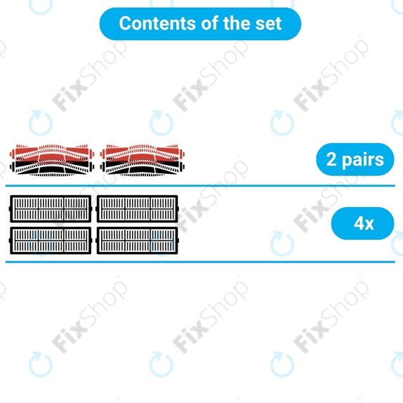 Set di ricambi per Roborock Dyad Pro (2 paia di spazzole principali, 4x filtro)