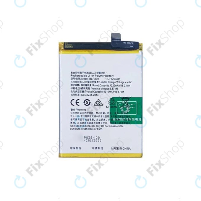 Batteria per Oppo Reno 5 Z 5G, BLP839, 4310mAh