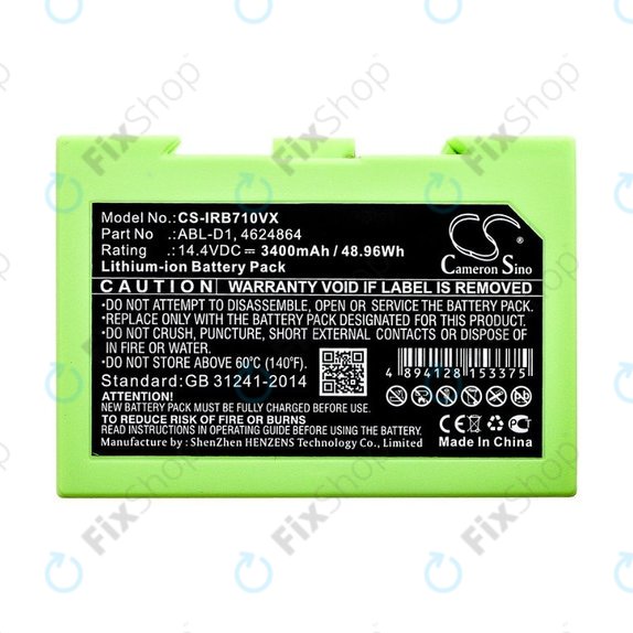 Batteria per iRobot Roomba e-seriess, i-seriess, ABL-D1, 4624864, ABL-D2, Li-Ion, 3400mAh, 14.4V, HQ