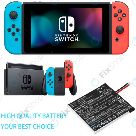 Batteria per Nintendo Switch HAC-001, HAC-003, Li-Pol, 4300mAh, 3.85V, HQ