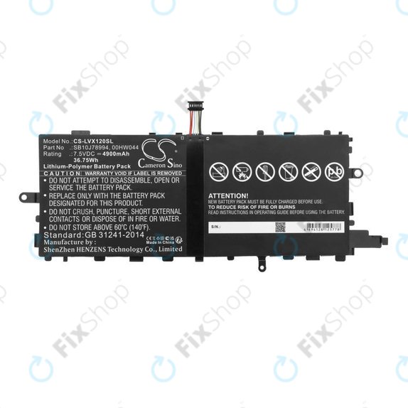Batteria per Lenovo Thinkpad X1 Tablet, SB10J78994, Li-Pol, 7.5V, 4900mAh, HQ