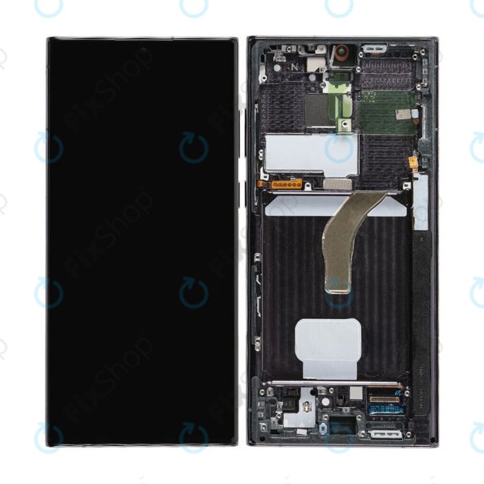 Schermo per Samsung S22 Ultra S908B, Phantom Black, Vetro touch con cornice
