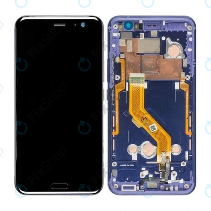 Schermo per HTC U11, Vetro touch con cornice, Blue