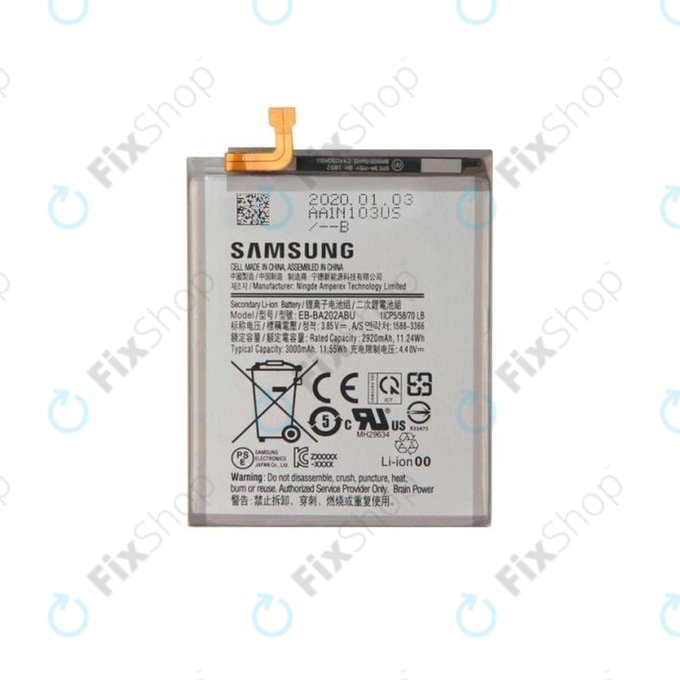 Batteria per Samsung A20e A202F, EB-BA202ABU, GH82-20188A, 3000mAh, Genuine Service Pack