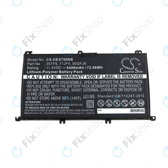 Batteria per Dell Inspirion 15, 357F9, Li-Pol, 6400mAh, 11.4V, HQ