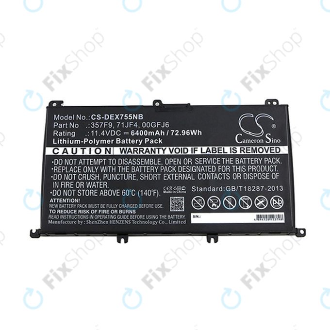Batteria per Dell Inspirion 15, 357F9, Li-Pol, 6400mAh, 11.4V, HQ
