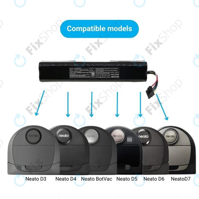 Batteria per Neato Botvac D3, D4, D5, D6, D7-seriess, 945-0225, 205-0011, 205-0013, Li-Ion, 4200mAh, 14.4V, HQ