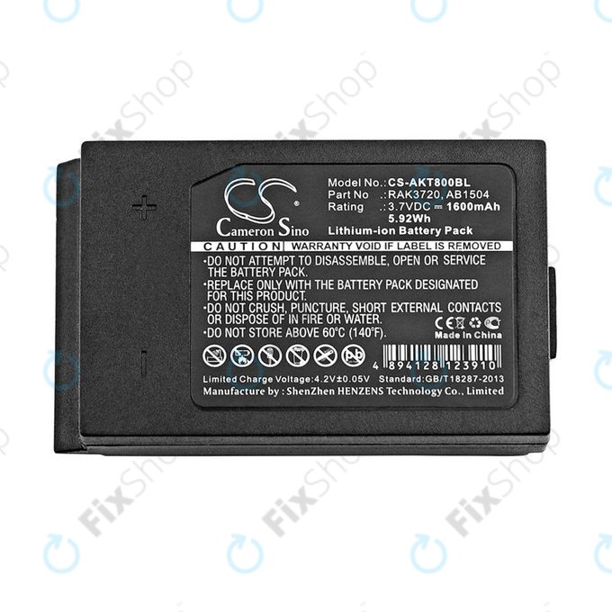 Batteria per Akerstroms Mercury 8B, Jupiter, Era 150J, RAK3720, Li-Ion, 1600mAh, 3.7V, HQ