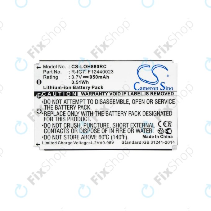 Batteria per Logitech Harmony 720, 780, 880, 890, 900, R-IG7, Li-Ion, 950mAh, 3.7V, HQ