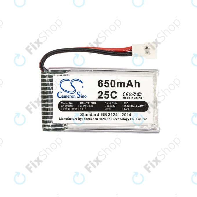 Batteria per Hubsan X4 H107, H107C-A24, Li-Pol, 650mAh, 3.7V, HQ