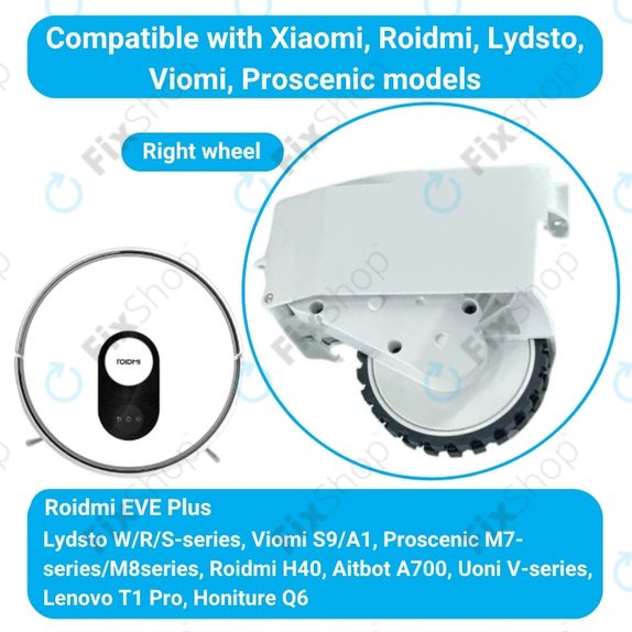 Ruota con motore (destra) per Roidmi EVE Plus, White