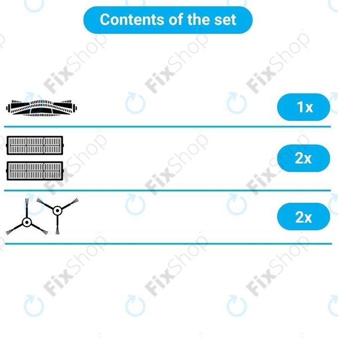 Set di ricambio per Rowenta X-Plorer S75s (1x Spazzola principale, 2x Filtri, 2x Spazzole laterali)