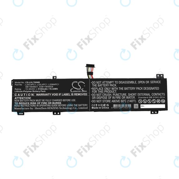 Batteria per Lenovo Legion 5, 5 Pro, 7, 7i, R7000p, L20C4PC1, Li-Pol, 5100mAh, 15.36V, HQ