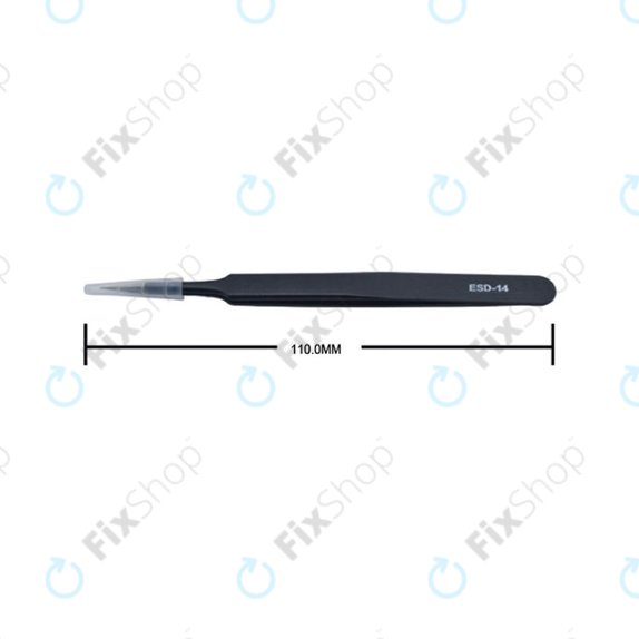 Pinzetta metallica antistatica con punta dritta appuntita 110 mm, Vetus ESD-14