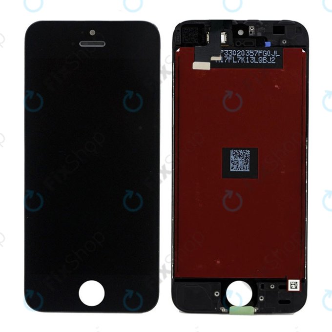 Schermo per iPhone 5S, SE, Black, Vetro touch con cornice