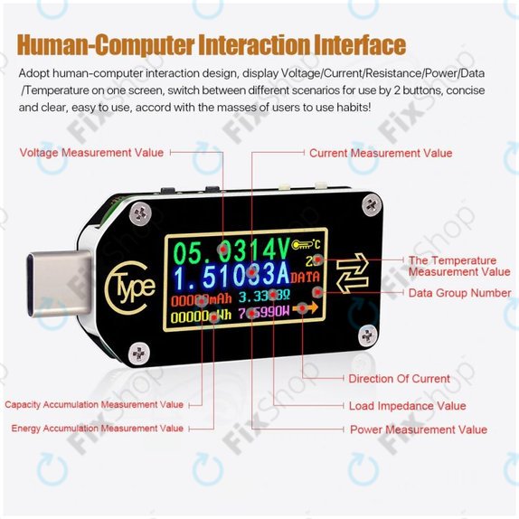 Multimetro USB-C, Joy-it JT-TC66C