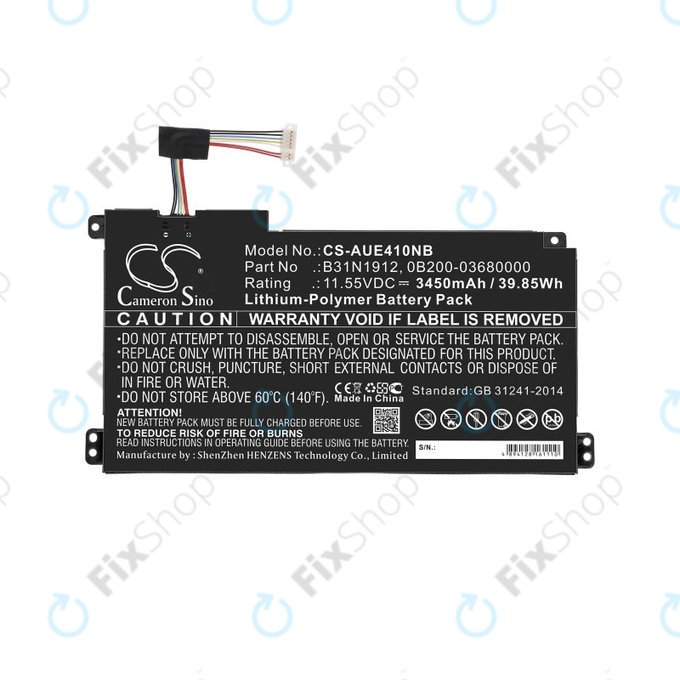 Batteria per Asus VivoBook 14 E410MA, F414MA, L410MA, B31N1912, Li-Pol, 3450mAh, 11.55V, HQ